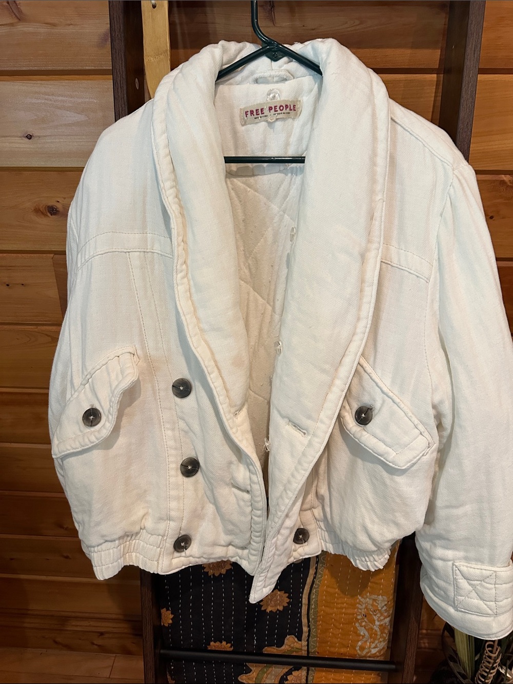 **flawed/stained Free People off white Puffer Bomber Jacket to upcycle